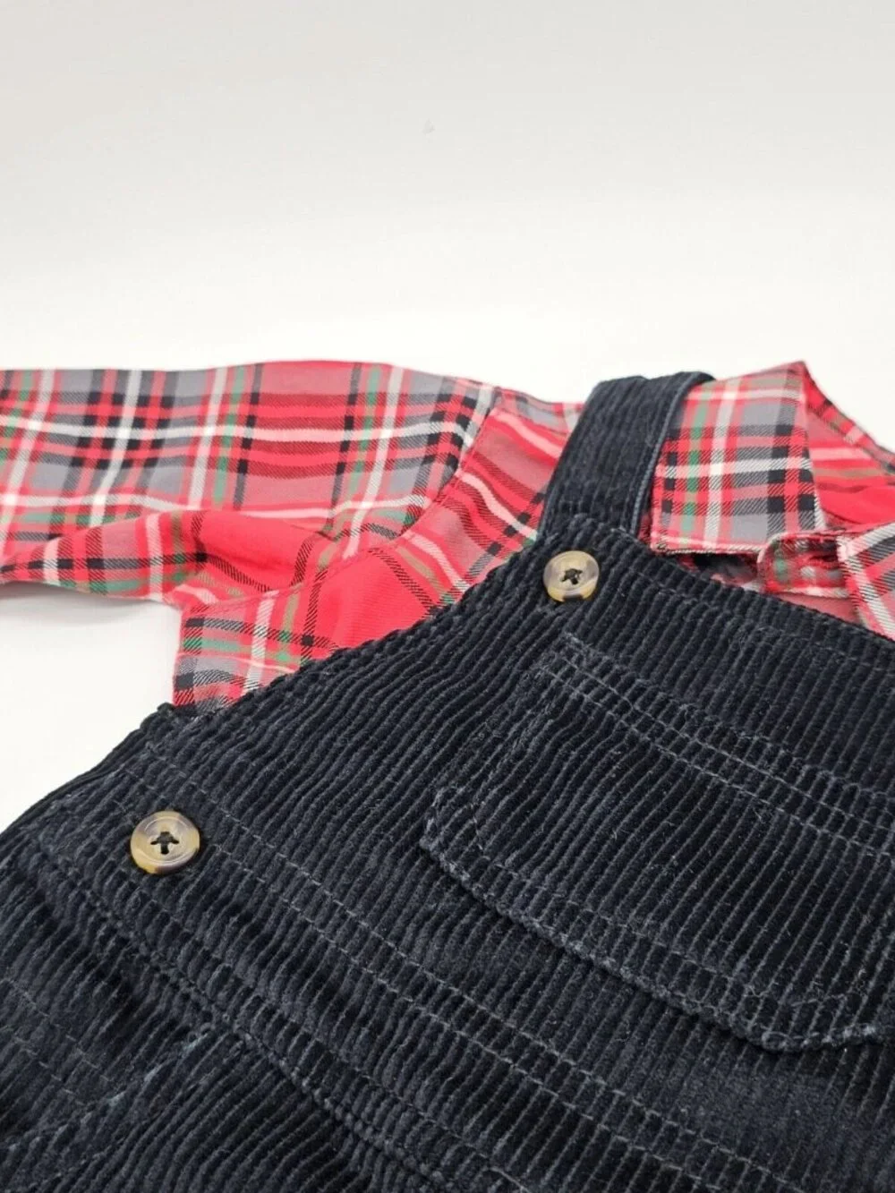 Carters Holiday Outfit Baby Size 6 Months Black Overalls Red Long Sleeve Shirt